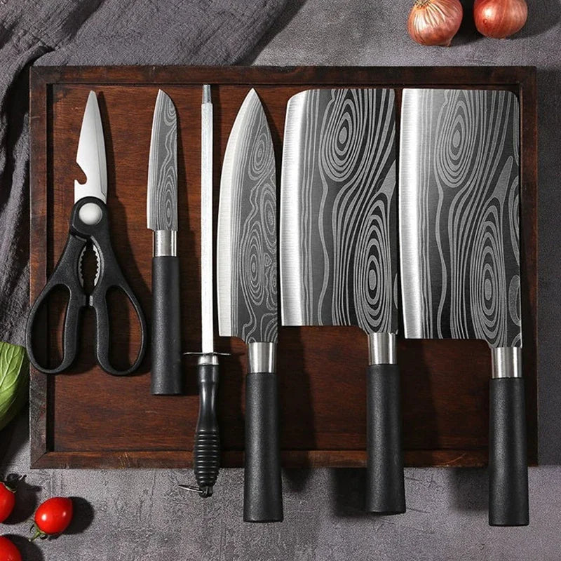ShadowBlade Damascus 6‑Piece Professional Knife Set