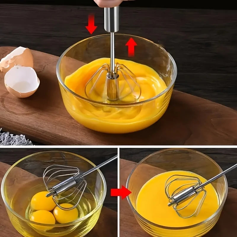 SwiftPress Push Whisk – Stainless Steel Semi‑Automatic Egg Beater