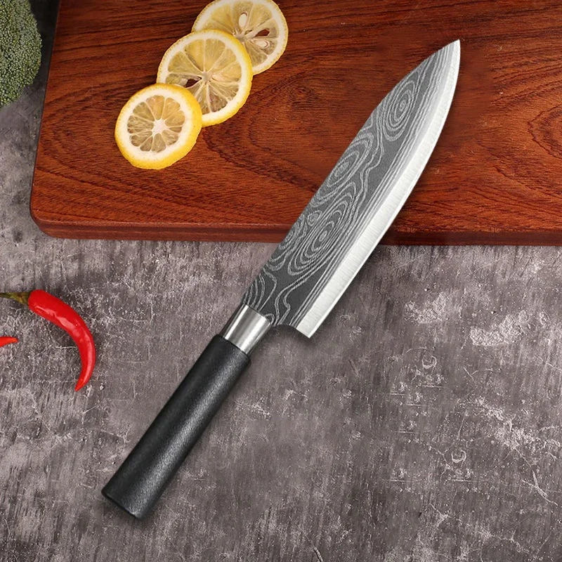 ShadowBlade Damascus 6‑Piece Professional Knife Set